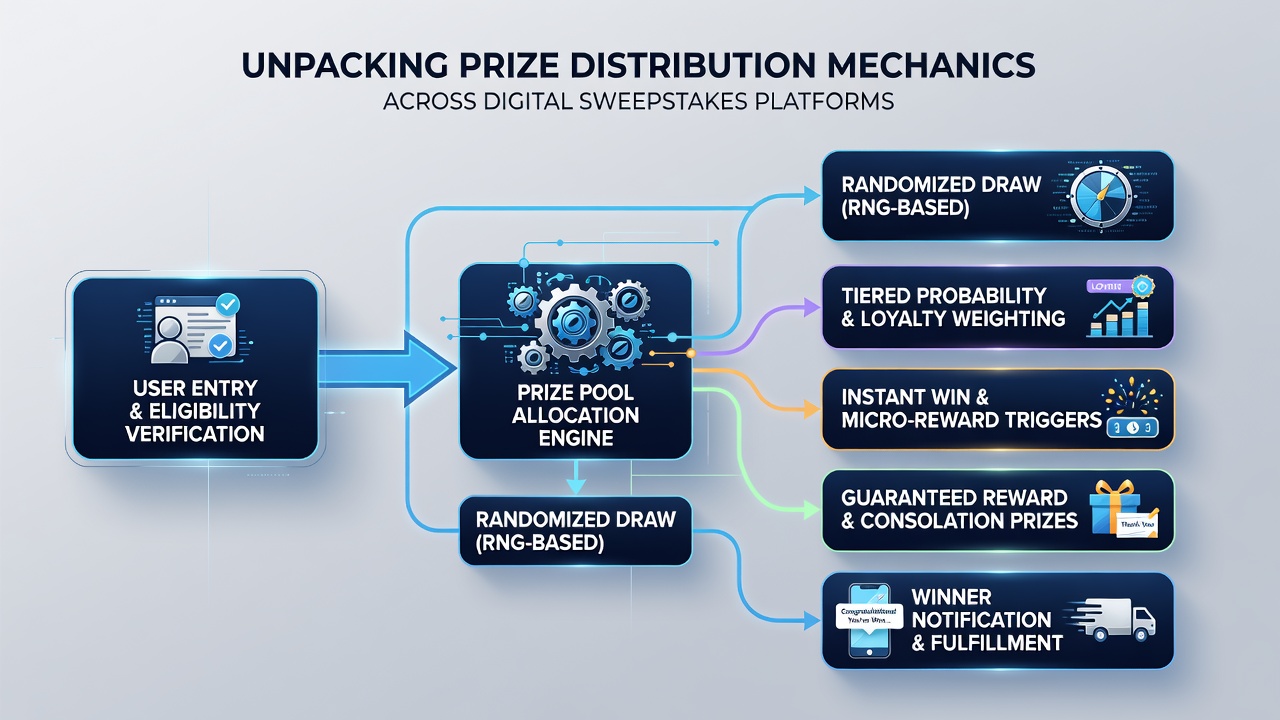 Detailed view of redemption workflows and certified RNG components in sweepstakes platforms
